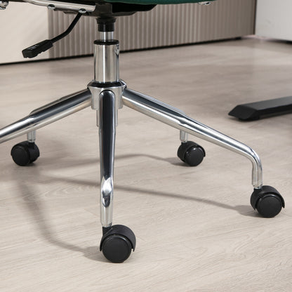 HOMCOM Bürostuhl, Boho-Design, Holzarmlehnen, drehbar, verstellbar, bis 120 kg, Stahl, Grün