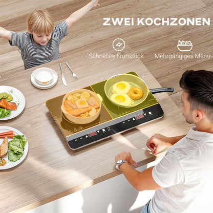 HOMCOM Tragbares Induktionskochfeld, 10-stufige Temperaturregelung, Touchpanel, Schwarz