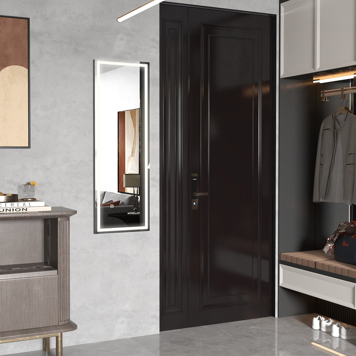 HOMCOM Ganzkörperspiegel mit LED, dimmbar, Touchsensor, Speicherfunktion, silber, 40x120 cm