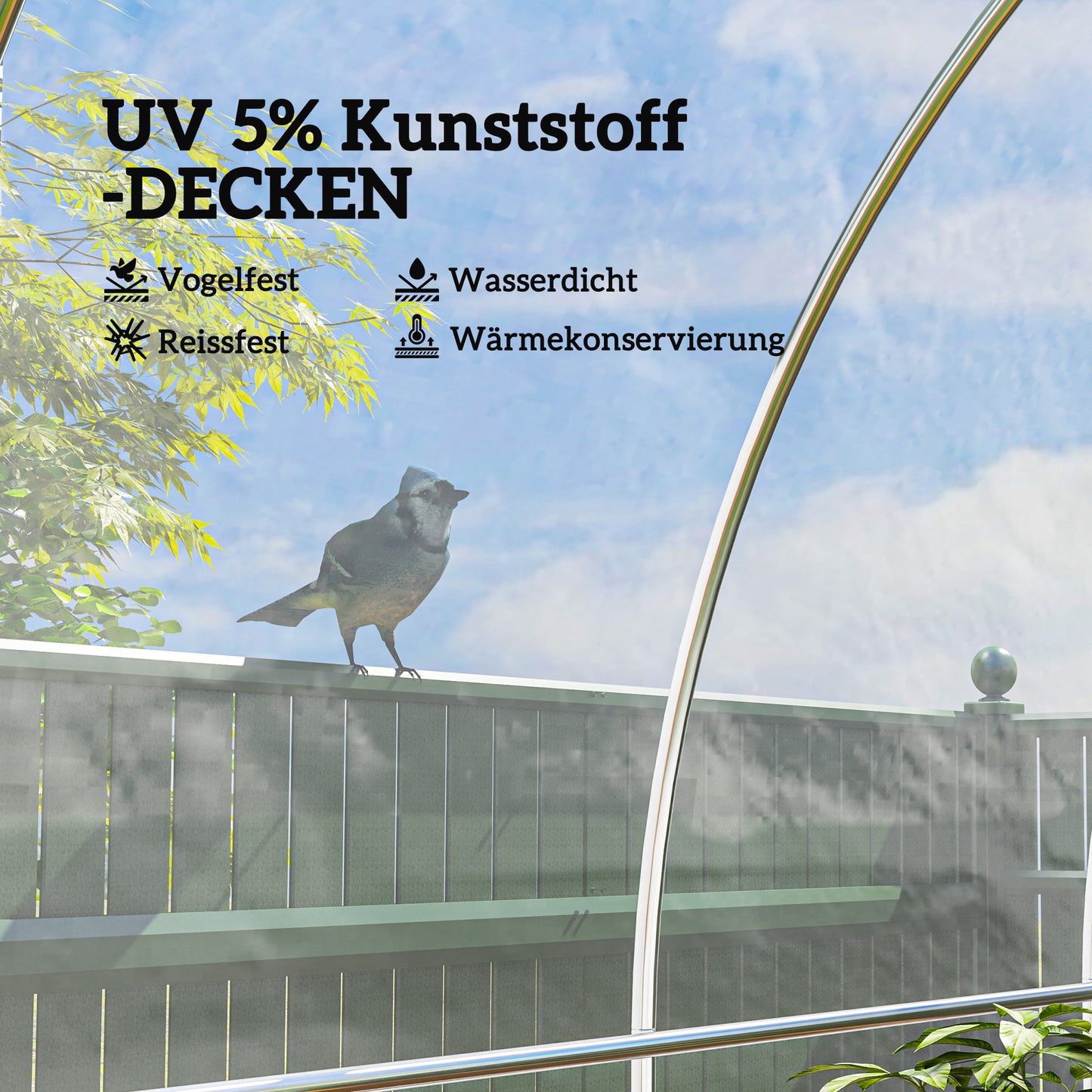 Outsunny Gewächshausabdeckung aus Kunststoff, Plane zum Abdecken von Pflanzen, UV-beständig, Wasserfest, 8 x 10 m