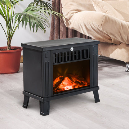 HOMCOM Elektrokamin Elektrischer Kamin Kaminofen Standkamin mit Flammeneffekt 600/1200W, Metall, Schwarz, 34x17x31 cm
