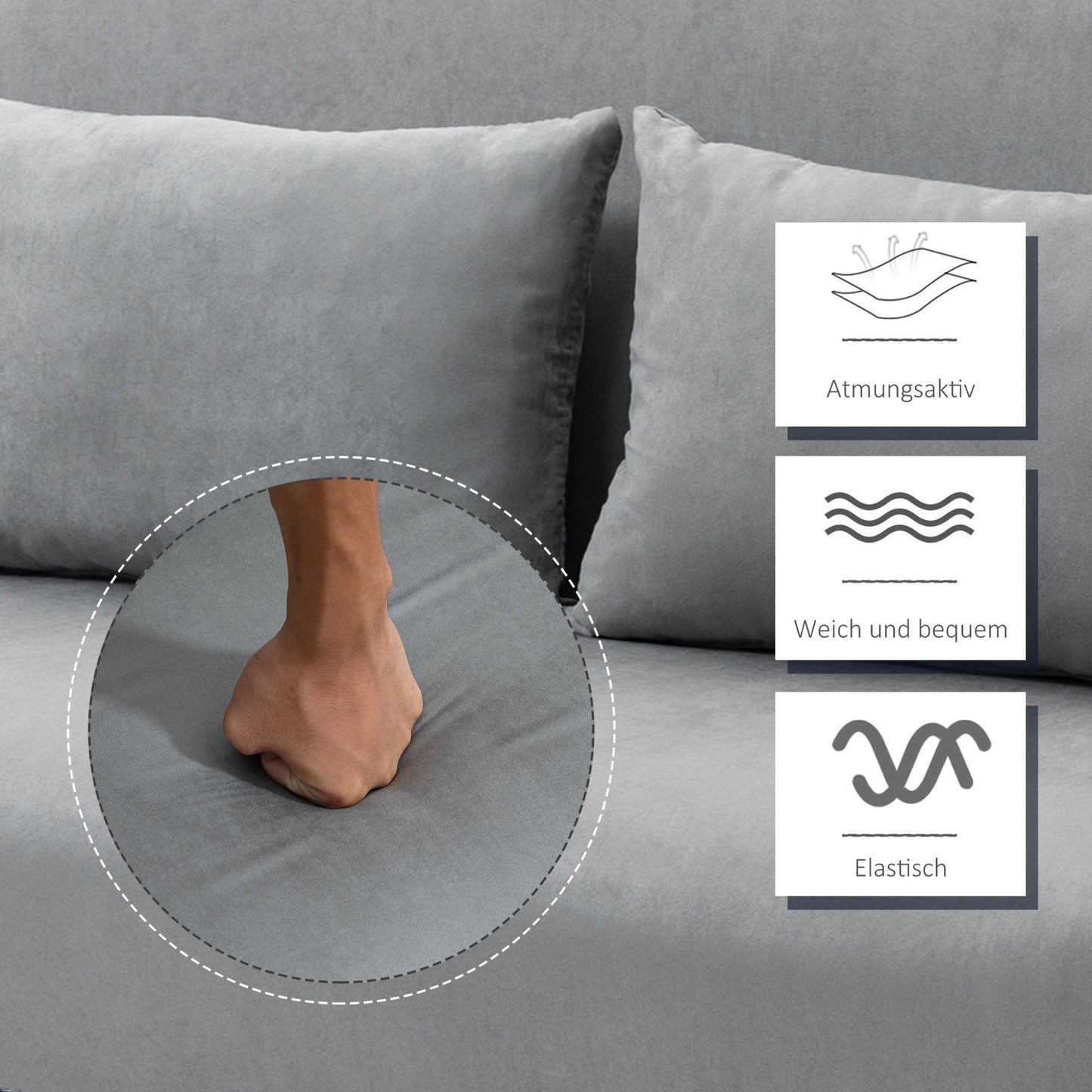 HOMCOM Schlafsofa, Doppelsofa, Gästebett, inklusive 2 Kissen, Grau