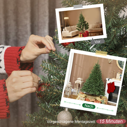 HOMCOM Künstlicher Weihnachtsbaum, 150 cm, klappbare Äste, Metallständer, vielseitig, Grün