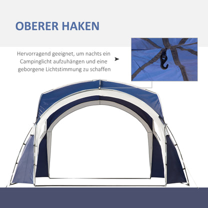 Outsunny Kuppelzelt für 6-8 Personen, Pavillon, Schutz vor Sonne und Nieselregen, 3,5 x 3,5 x 2,22 m, Blau