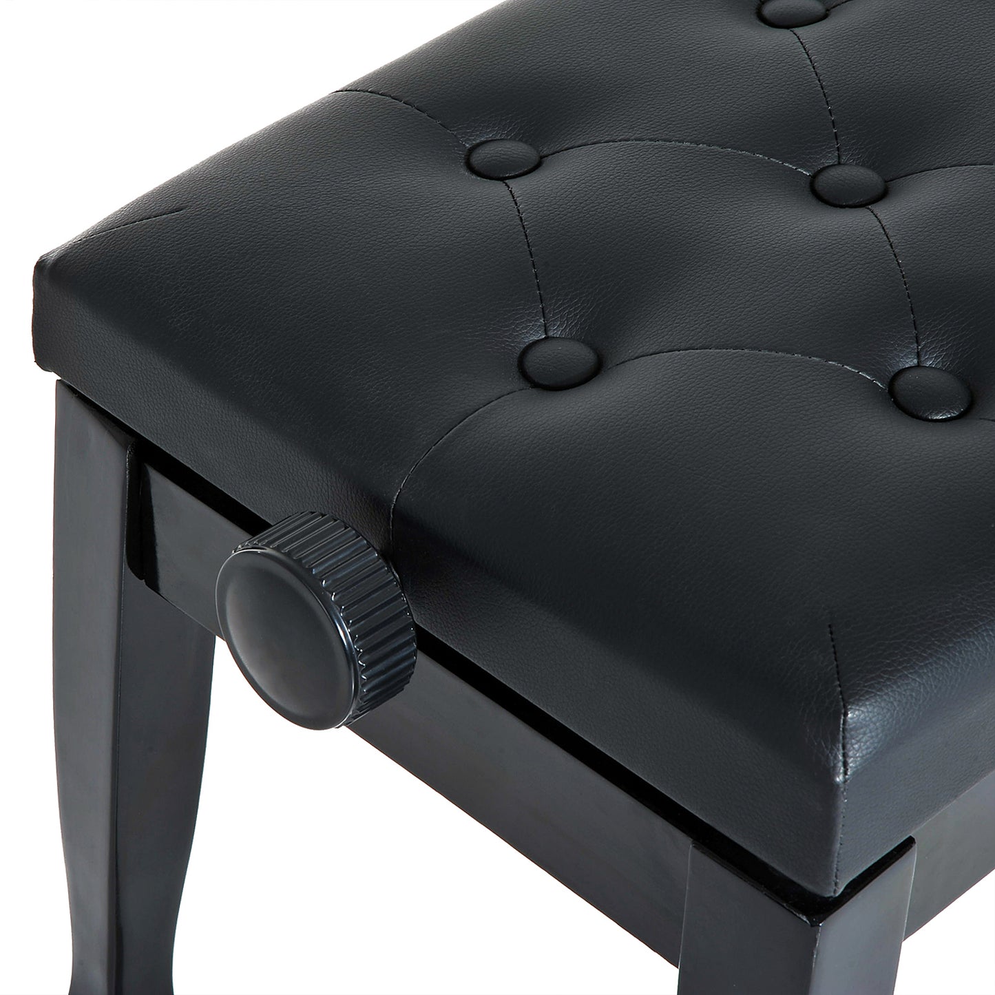 HOMCOM Klavierhocker Höhenverstellbar Klavierbank, Pianobank mit Kunstleder Kissen Keyboardhocker für Piano Keyboard 64 x 35 x 45-55 cm Schwarz
