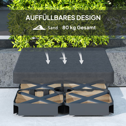 Outsunny Basisgewichte für Sonnenschirmständer, Wasserdicht, mit Sand befüllbar, Kunststoff, 89L x 89B x 10,5H cm, Schwarz