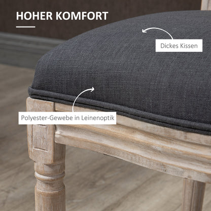 HOMCOM Küchenstühle im 2er-Set, weich gepolstert, Vintage-Design, Rattanoptik, Grau