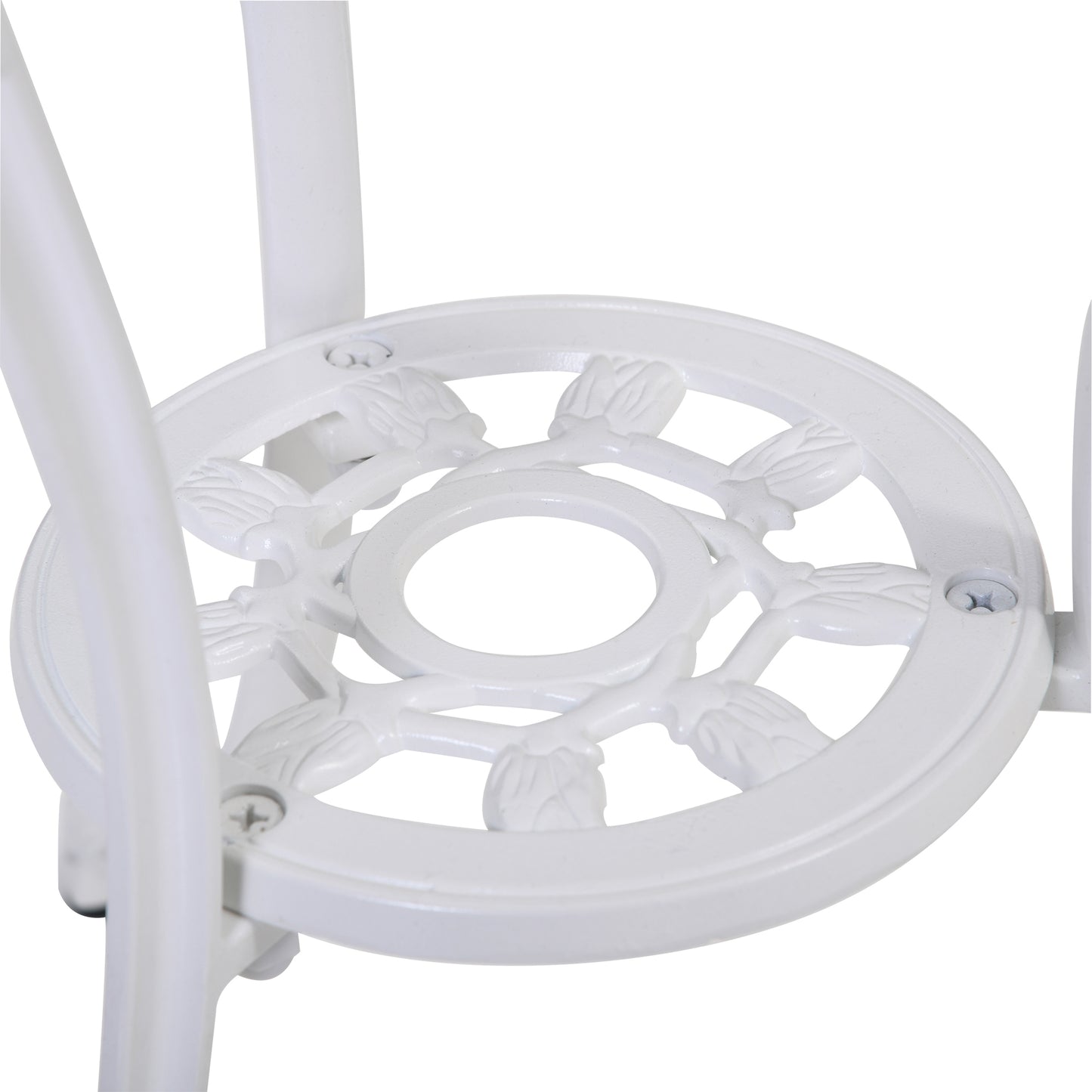 Outsunny Sitzgruppe für 2 Personen Essgruppe Gartenmöbel-Set 1 Tisch+2 Stühle mit Schirmloch Aluminium Weiß