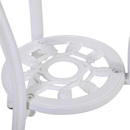 Outsunny Sitzgruppe für 2 Personen Essgruppe Gartenmöbel-Set 1 Tisch+2 Stühle mit Schirmloch Aluminium Weiß