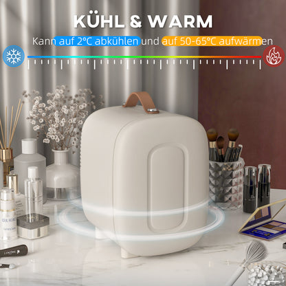 HOMCOM Mini Kühlschrank Kühlschrank Beauty Fridge, 4 L Fassungsvermögen, 20,3 x 26,3 x 28 cm, Cremeweiß