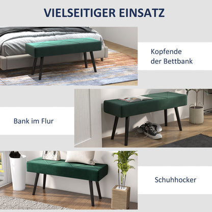 HOMCOM Sitzbank Polsterbank Bettbank, Samtoptik, 100 x 36 x 45 cm, Grün
