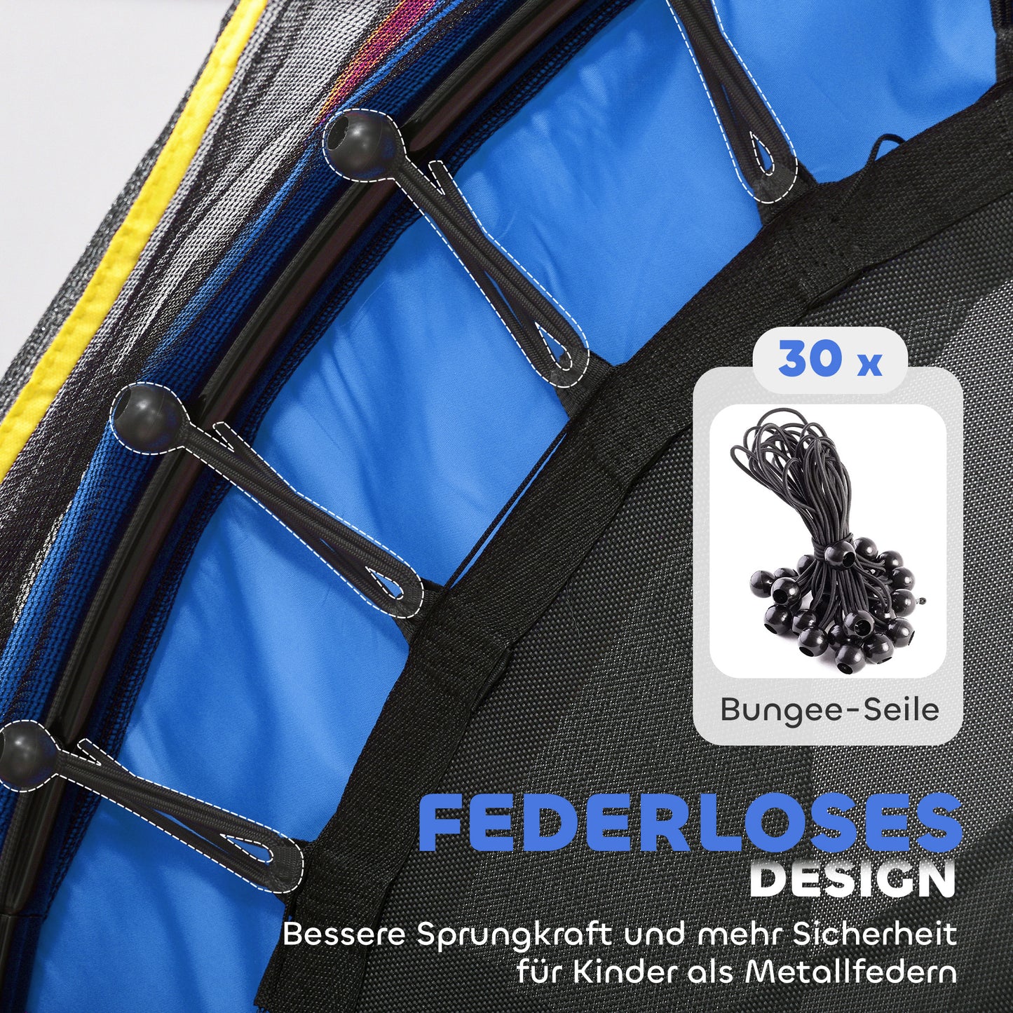 HOMCOM Kindertrampolin, Sicherheitsnetz, Gummifederung, bis 45 kg, Stahlgestell, Ø140x160cm, Bunt