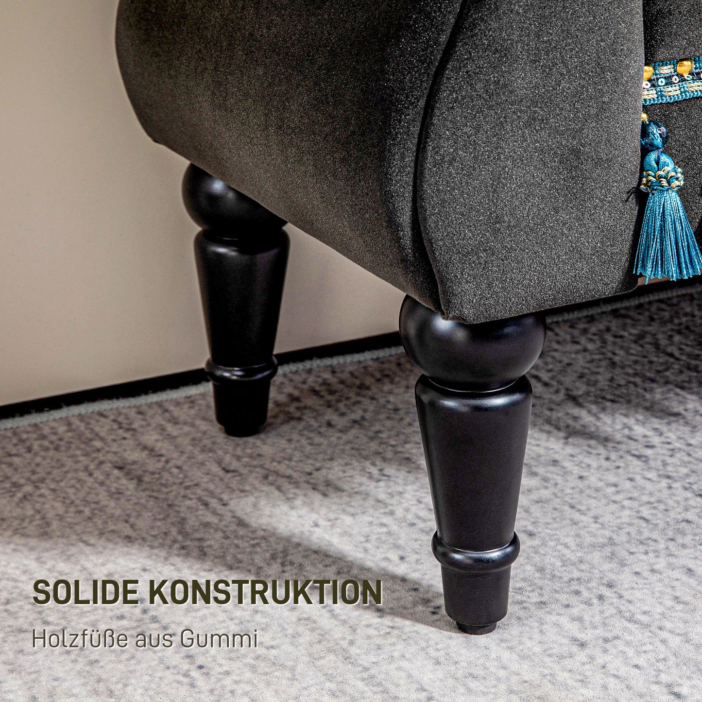 HOMCOM Polsterbank, Sitzbank, Vintage-Design, bis 150 kg, 117x40x58 cm, Dunkelgrau