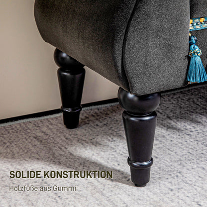 HOMCOM Polsterbank, Sitzbank, Vintage-Design, bis 150 kg, 117x40x58 cm, Dunkelgrau