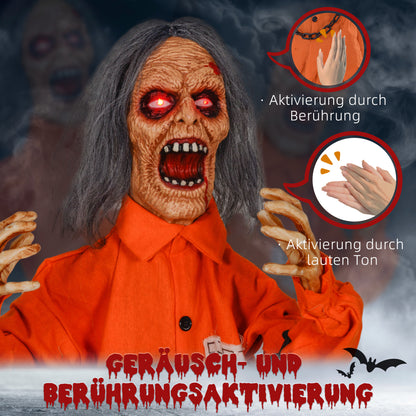 HOMCOM Gefangenen-Geist, Helloweendeko, gruselige Laute, rote Augen, beweglich, Orange