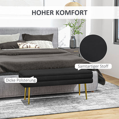 HOMCOM Sitzbank Polsterbank, mit Stauraum, Stahl, 100 cm x 37,5 cm x 42 cm, Schwarz