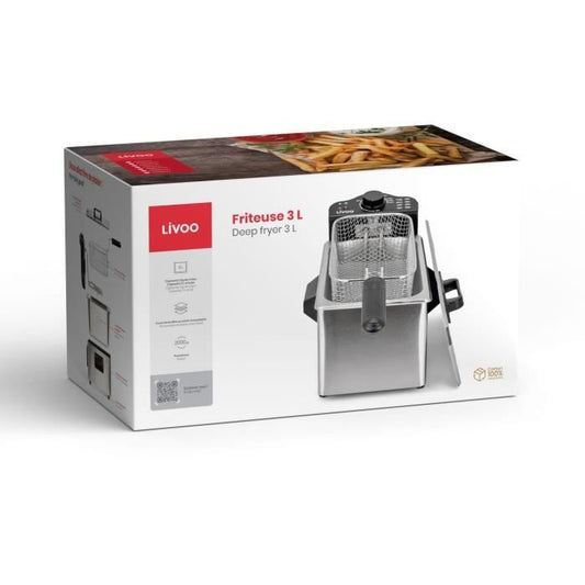 3 L Deep Fryer - LIVOO - DOC216 - 2000W - 3L - Removable stainless steel tank - Removable frying basket - Adjustable thermostat