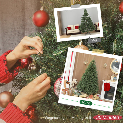 HOMCOM Künstlicher Weihnachtsbaum, 180 cm, klappbare Äste, Metallständer, vielseitig, Grün