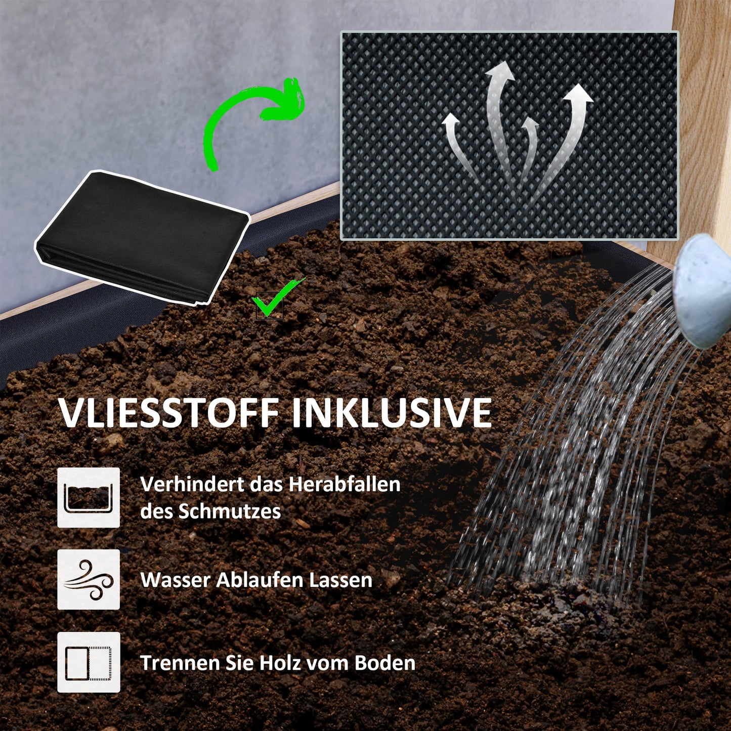 Outsunny Hochbeet Holz, 4 Ebene Pflanzbeet mit Entwässerungslöcher Frühbeet Gartenbeet 88,5 x 45 x 140 cm Naturholz