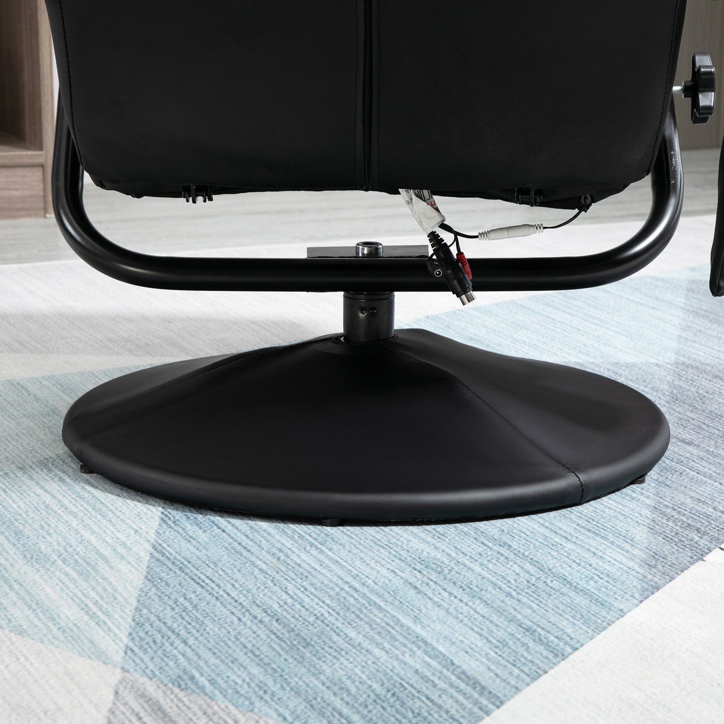 HOMCOM Massagesessel mit Hocker, Drehbares Relaxsessel mit Massagefunktion, Elektrisches Fernsehsessel mit Liegefunktion, Fernbedienung für Wohnzimmer, Kunstleder, Schwarz