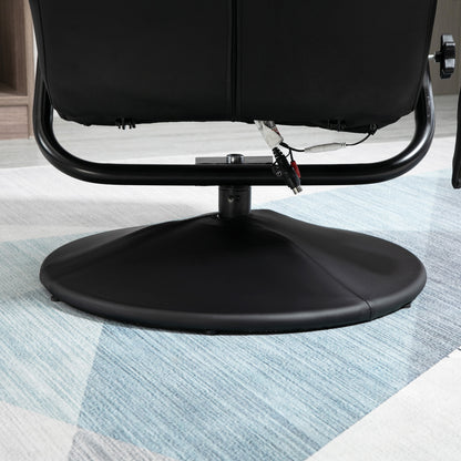 HOMCOM Massagesessel mit Hocker, Drehbares Relaxsessel mit Massagefunktion, Elektrisches Fernsehsessel mit Liegefunktion, Fernbedienung für Wohnzimmer, Kunstleder, Schwarz