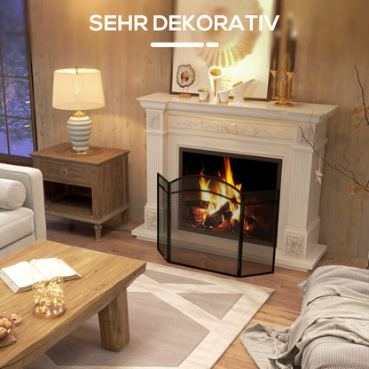 HOMCOM Funkenschutz für Kamine, eleganter Funkenfänger, faltbar, beschichtet, Schwarz, 96 x 60 cm