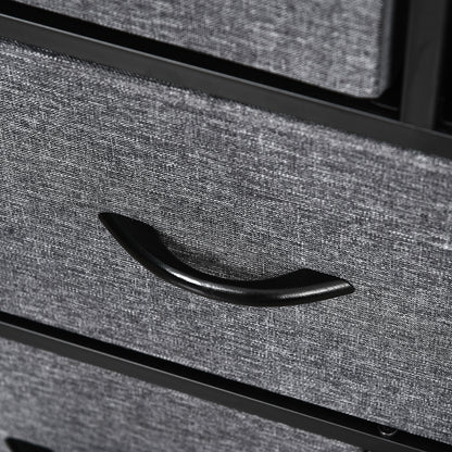 HOMCOM Kommode mit 8 Stoffschubladen, 2 große, 6 kleine, Metallrahmen, Kippschutz, Grau