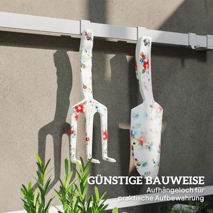 Outsunny Gartenwerkzeug Set 3 Stück Garten Werkzeug aus Metall mit Blumenkelle Handrechen Gartenschere