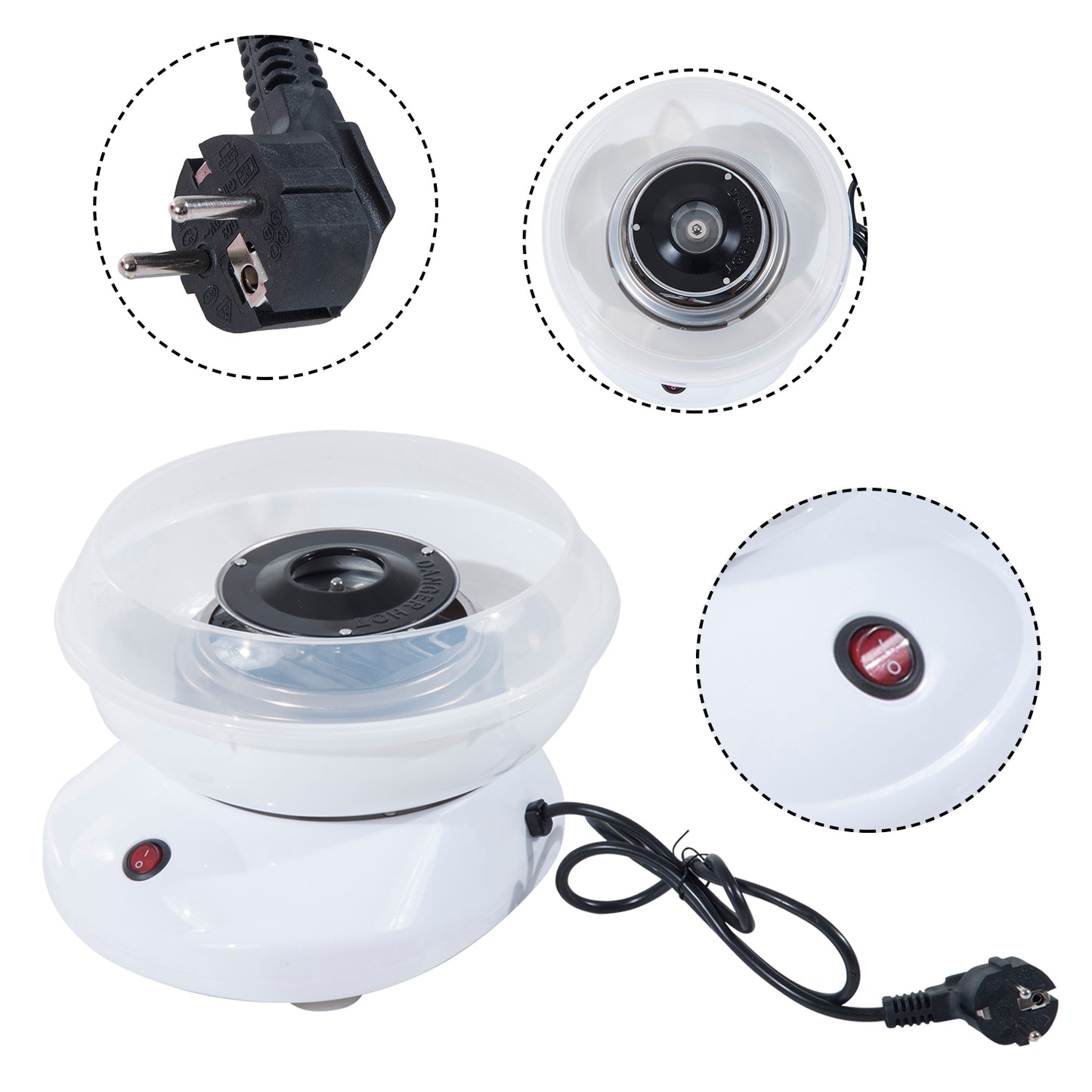 HOMCOM Zuckerwattemaschine für Zuhause Cotton Candy Machine Zuckerwatte Maschine mit Stäbchen und Messlöffel Höhe 18 cm 550W für Kinderfest, Geburtstag, Party Weiß