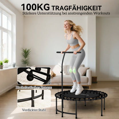 SPORTNOW Rebounder-Trampolin, 5-stufig verstellbarer Griff, Workout-Trampolin, Schwarz