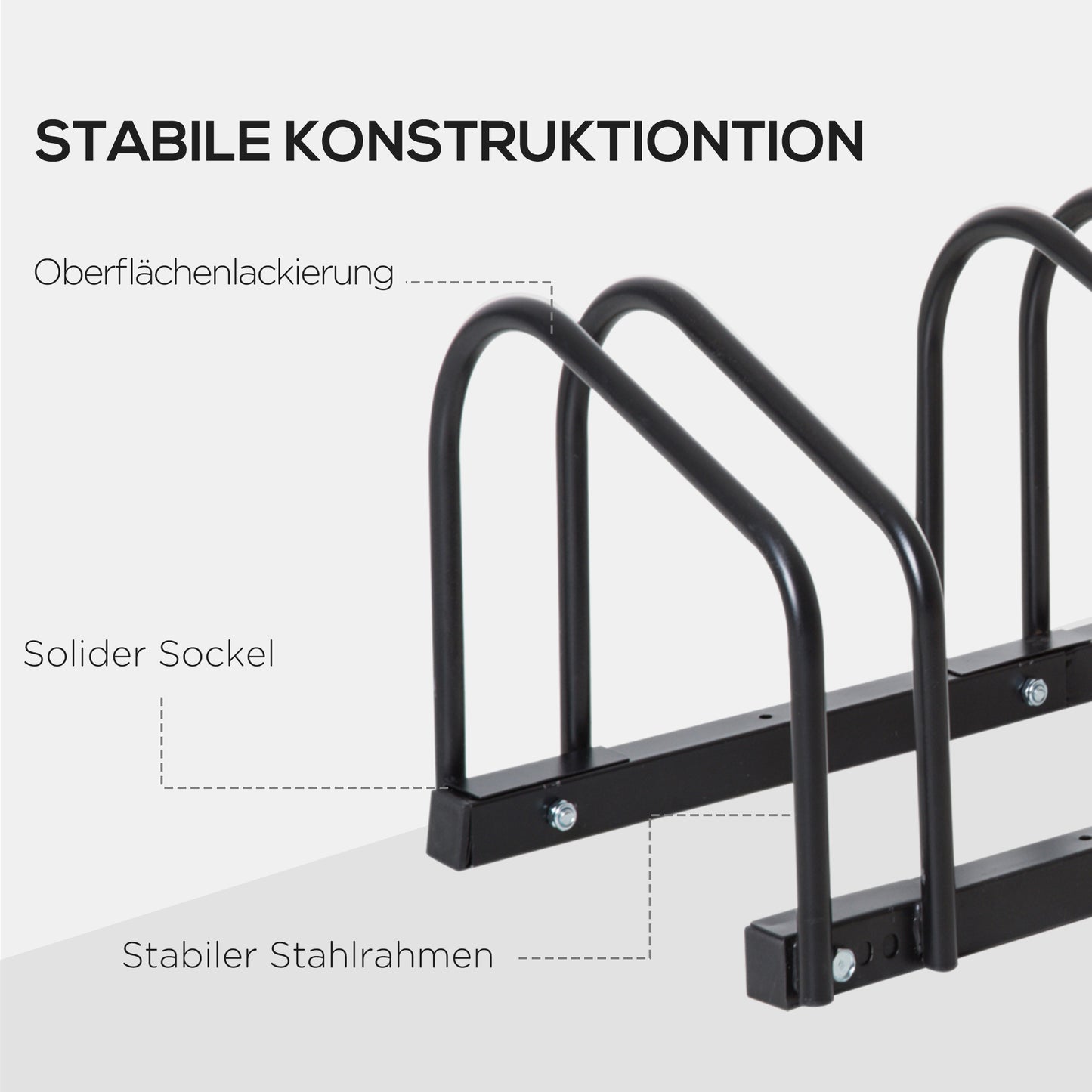 HOMCOM Fahrradständer für 4 Fahrräder, wetterfest, Wand- oder Bodenmontage, Stahl 110 x 33 x 27 cm