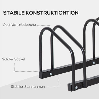 HOMCOM Fahrradständer für 4 Fahrräder, wetterfest, Wand- oder Bodenmontage, Stahl 110 x 33 x 27 cm
