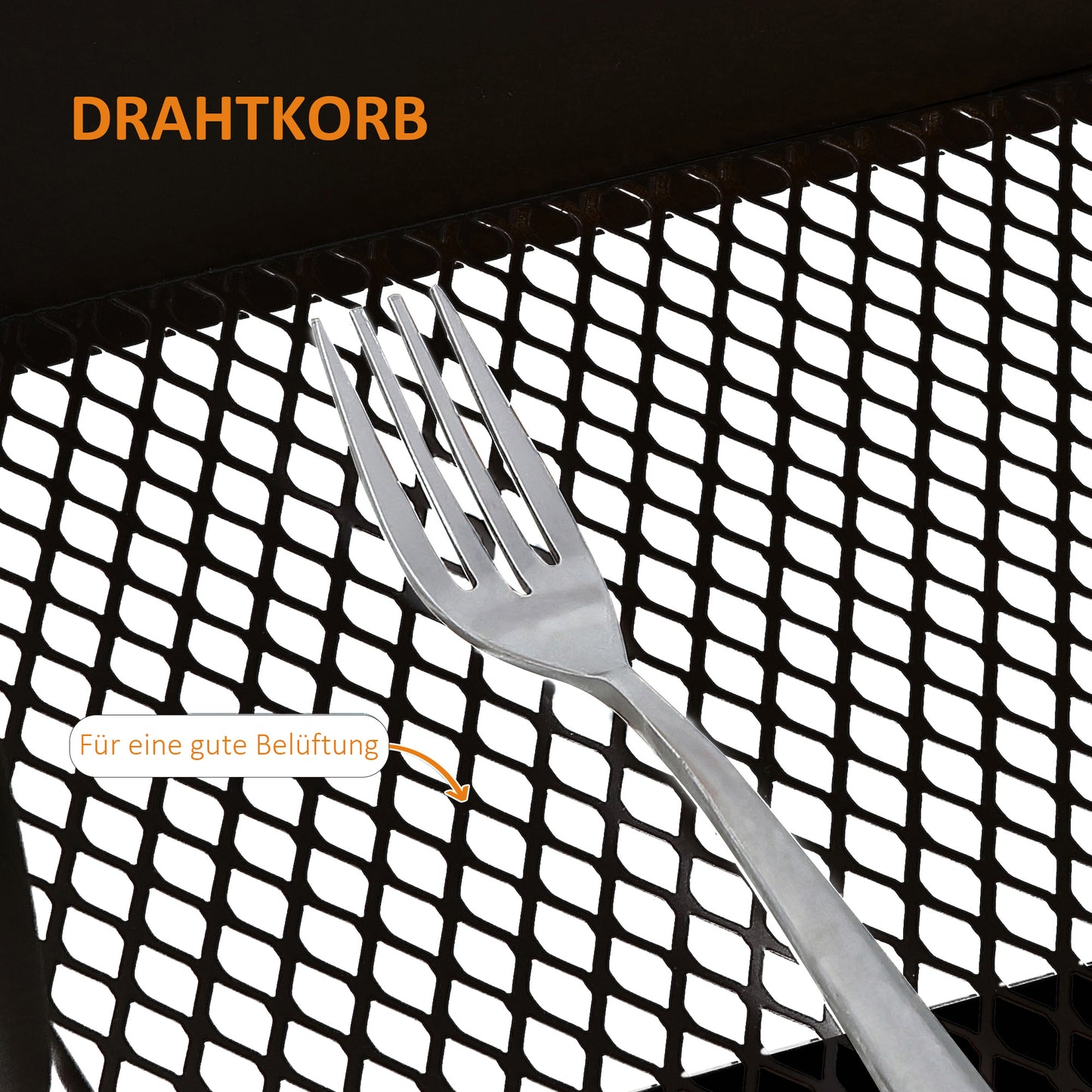 HOMCOM Rollwagen, Servierwagen mit 3 Korbböden, Metall, Kunststoff, Schwarz