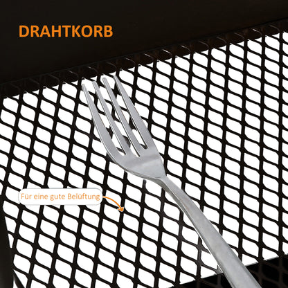 HOMCOM Rollwagen, Servierwagen mit 3 Korbböden, Metall, Kunststoff, Schwarz