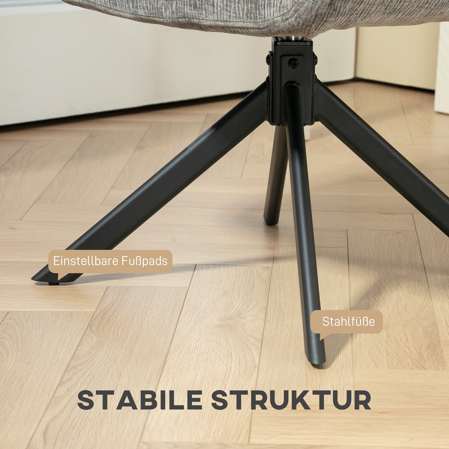 HOMCOM Polstersessel, Akzentsessel, modernes Design, drehbar, bis 120 kg, Dunkelgrau
