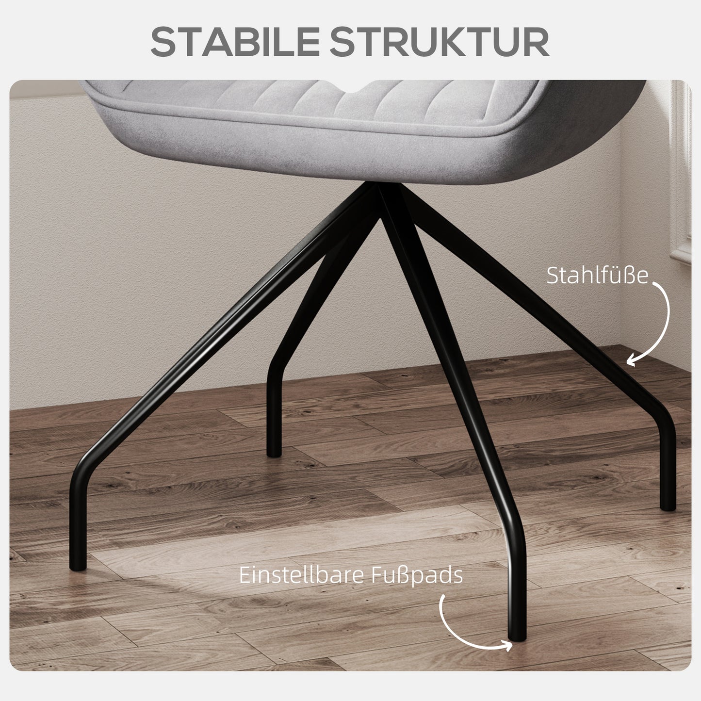 HOMCOM Drehbarer Armstuhl, Moderner Akzentsessel mit Metallbeinen für Wohnzimmer, Schlafzimmer, Büro, Grau