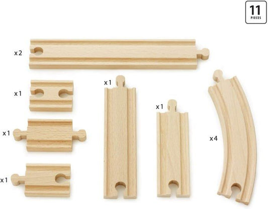 BRIO World - 33401 - Evolution Set Beginners -11 Rails - Wooden Toy
