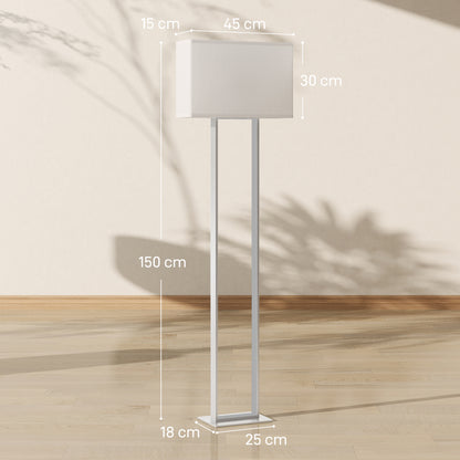 HOMCOM Moderne Stehlampe, 3 Modi, Fußschalter, verstellbare Helligkeit, Leinenoptik, Weiß