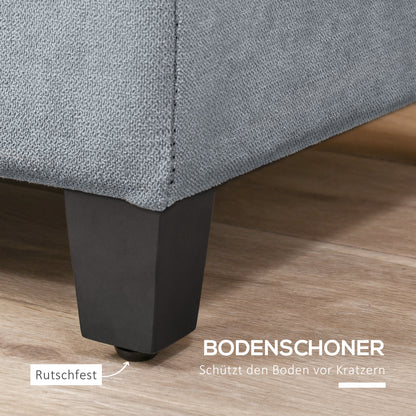 HOMCOM Sitzbank mit Stauraum, Ottomane, Flurbank, Knopfheftung,125,1 cm x 48,9 cm x 41,3 cm, Grau