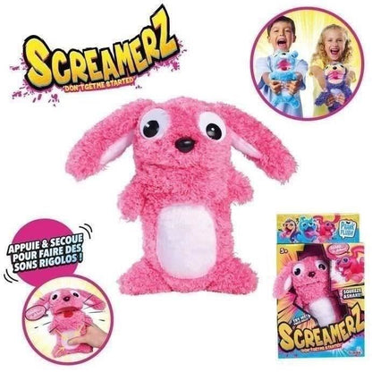 Smoby - Screamerz - Fun interactive plush toy - Rabbit - 27 cm - Noises when shaken or pressing the button