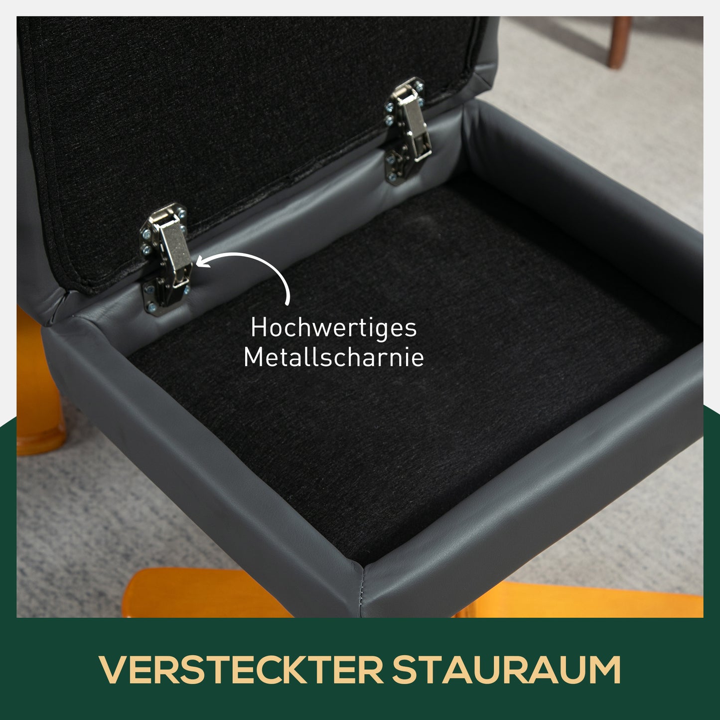 HOMCOM Relaxsessel mit Hocker, 145° neigbare Rückenlehne, 360° drehbar, Kunstleder, Dunkelgrau