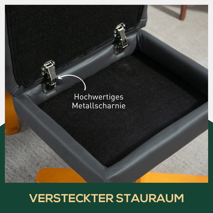 HOMCOM Relaxsessel mit Hocker, 145° neigbare Rückenlehne, 360° drehbar, Kunstleder, Dunkelgrau