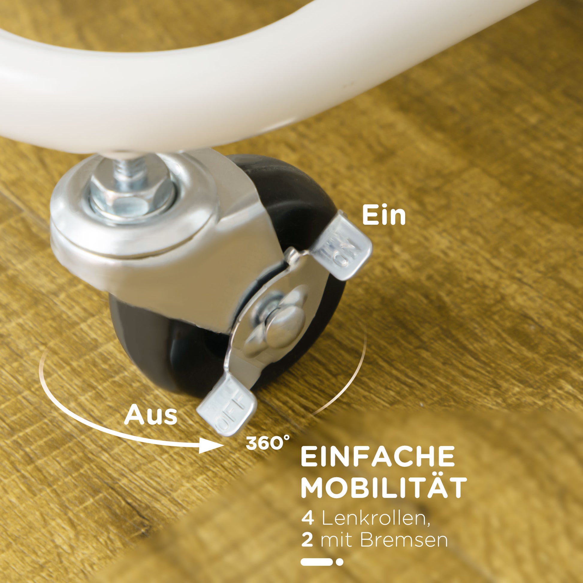 HOMCOM Rollwagen, Servierwagen, 3 Ablagekörbe, 3 Hängeboxen, 4 Haken, Metallrahmen, 42 x 38 x 86,5cm, Weiß