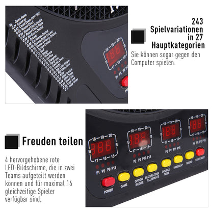 HOMCOM Elektronische Dartscheibe Dartboard Dart-set mit LED Anzeige mit automatischer Wertung Soundeffekte 6 Darts 24 Dartköpfe 27 Spiele und 243 Trefferoptionen für 16 Spieler 44 x 51,5 x 3,2 cm