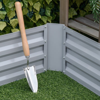 Outsunny Pflanzkasten, 2er-Set, Blumenkasten, offener Boden, Stahlrahmen, grau, (2 x) 100 x 100 x 30 cm