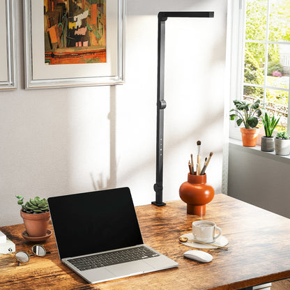 HOMCOM Schreibtischlampe, anpassbare Helligkeit und Farbe, Metallklemme, 96 LEDs, Schwarz