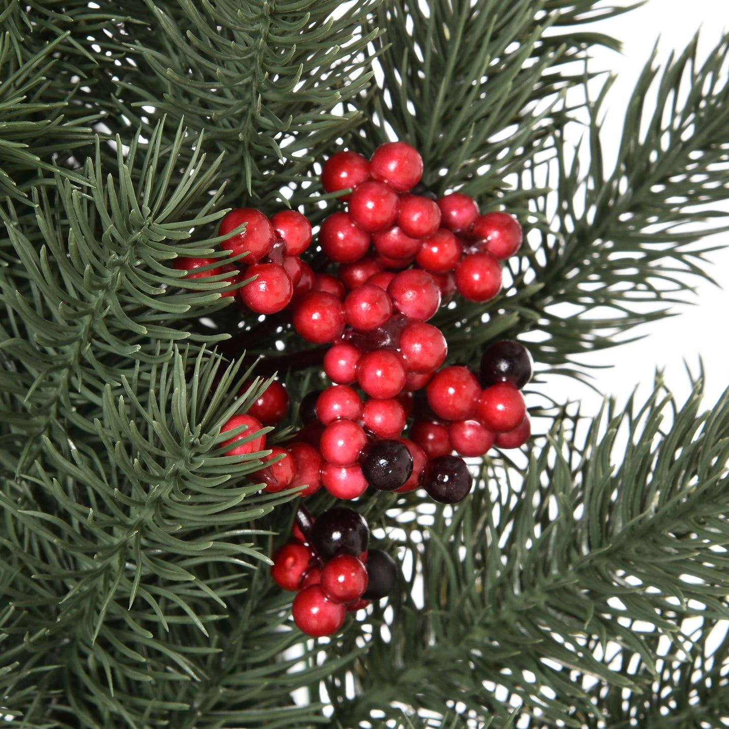 HOMCOM Tannenkranz Türkranz Weihnachtskranz Rückseite mit aufhänge Öse PE Grün Ø60 x 8 cm