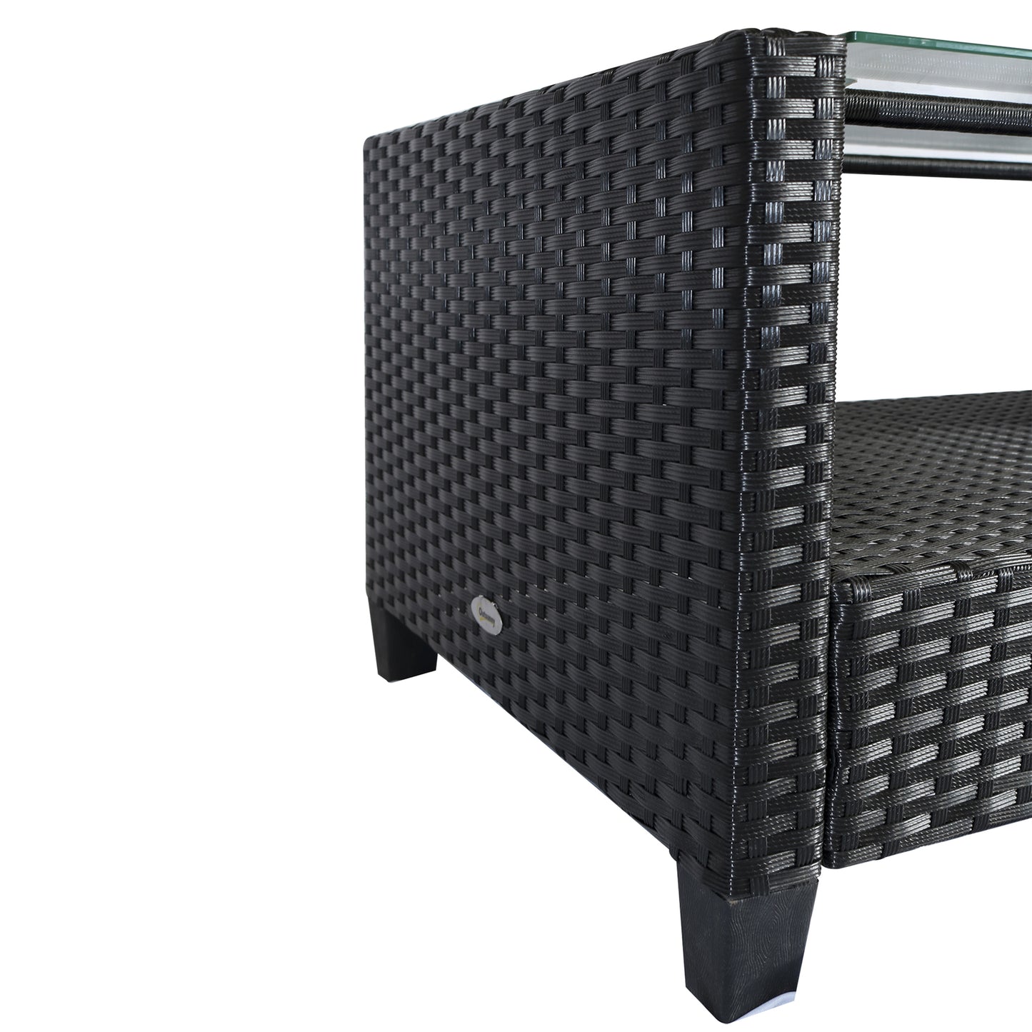 Outsunny Gartenmöbel-Set. 4-tlg., 2 Sessel, 1 Sofa, 1 Couchtisch, abnehmbare Polster, PE-Rattan, Schwarz