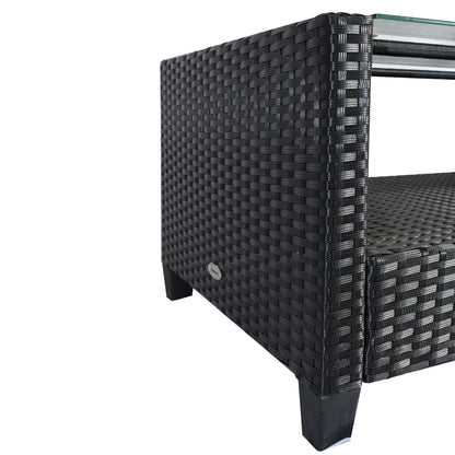 Outsunny Gartenmöbel-Set. 4-tlg., 2 Sessel, 1 Sofa, 1 Couchtisch, abnehmbare Polster, PE-Rattan, Schwarz