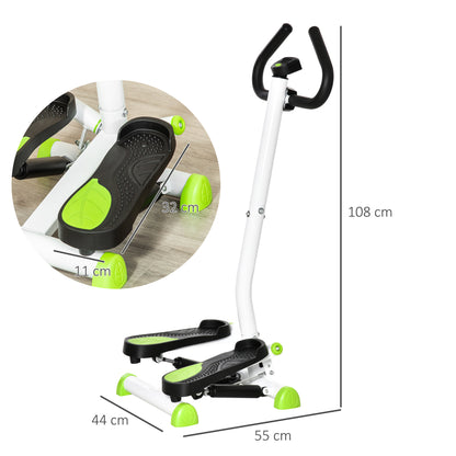 HOMCOM Stepper Fitnessgerät, LCD-Monitor, rutschfeste Pedale, Stahl und ABS, 55x44x108 cm, Grün+Schwarz